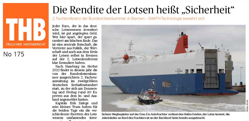 THB No 175 Hafenbericht | Schifffahrt International | Artikel: "Rendite der Lotsen heißt Sicherheit"